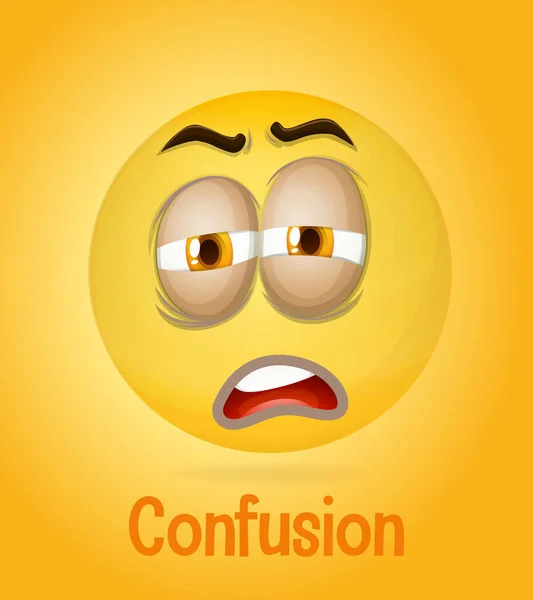Confusión Cara Emoji Con Descripción Ilustración Fondo Amarillo — Vector de stock