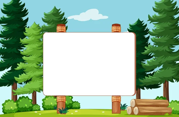 Empty Banner Board Nature Park Scenery Illustration — Stock Vector