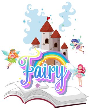 Beyaz arkaplan resimlerinde küçük periler olan peri logosu