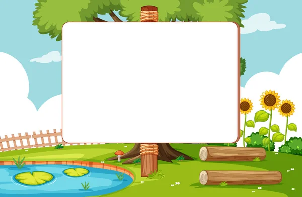 Blank Banner Nature Park Scene Illustration — Stock Vector