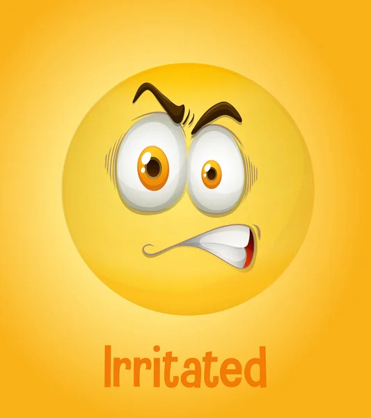 Caras Irritadas Emoji Con Descripción Ilustración Fondo Amarillo — Archivo Imágenes Vectoriales