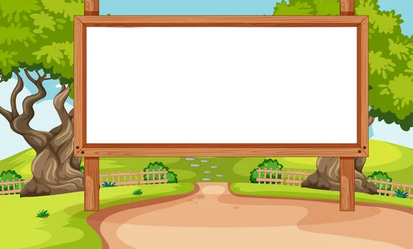 Empty Banner Board Nature Park Scenery Illustration — Stock Vector