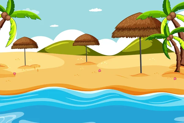 Plaża Scena Plaży Natura Pozycja Ilustracja — Wektor stockowy