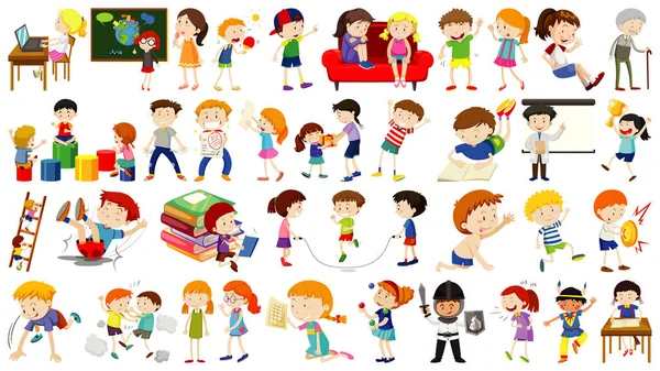 Ensemble Illustration Personnage Dessin Animé Mignon Enfants — Image vectorielle