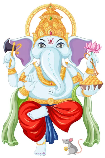 Lord Ganesha Ilustracja Stylu Kreskówki — Wektor stockowy