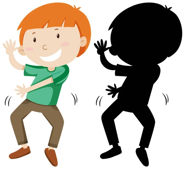 Niño Bailando Con Silueta Ilustración — Vector de stock