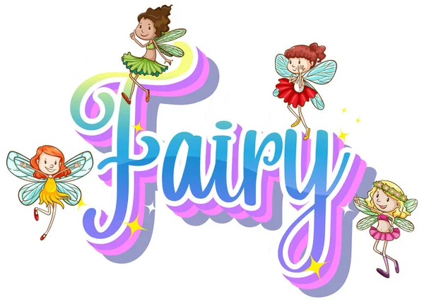 Fairy Logotyper Med Små Älvor Vit Bakgrund Illustration — Stock vektor