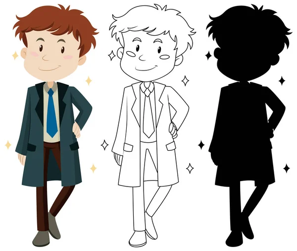 Conjunto Homem Bonito Desenho Animado Personagem Ilustração —  Vetores de Stock