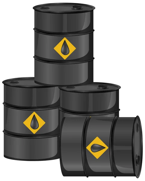 Black Oil Barrels Crude Sign Isolated White Background Illustration — Stock Vector