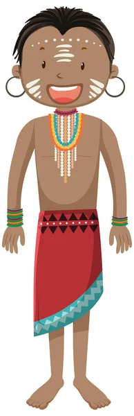 Etniczni Ludzie Afrykańskich Plemion Tradycyjnej Odzieży Postać Kreskówki Ilustracja — Wektor stockowy