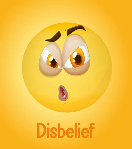 Δυσπιστία Πρόσωπο Emoji Την Περιγραφή Του Κίτρινο Φόντο Εικονογράφηση — Διανυσματικό Αρχείο