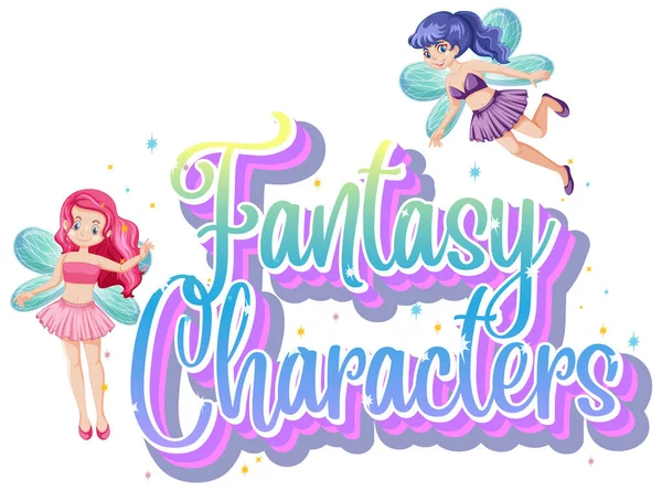 Logo Personnages Fantastiques Avec Des Contes Fées Sur Fond Blanc — Image vectorielle