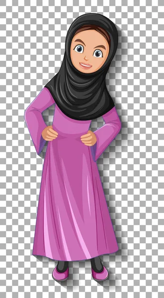 Hermosa Ilustración Personaje Dibujos Animados Dama Árabe — Vector de stock