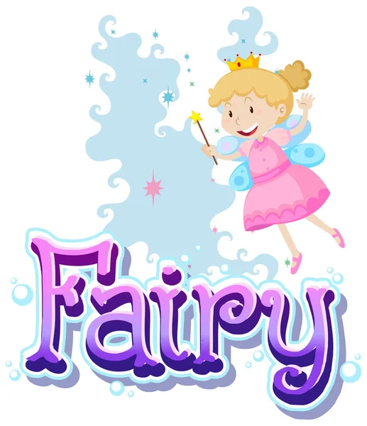 Fairy Logo Met Kleine Feeën Witte Achtergrond Illustratie — Stockvector