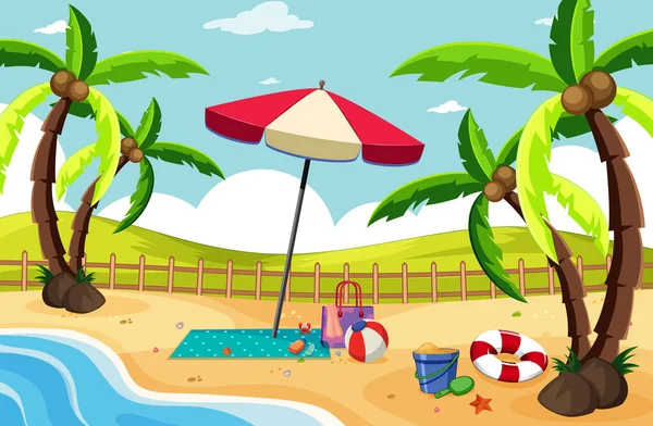 Prázdné Pozadí Tropické Pláže Scenérie Ilustrace — Stockový vektor