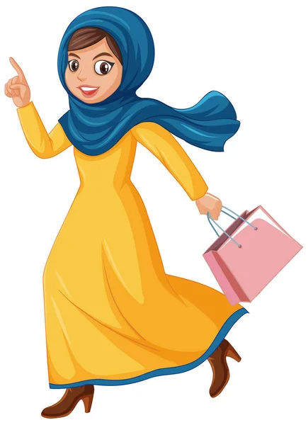 Mignon Musulman Fille Personnage Illustration — Image vectorielle
