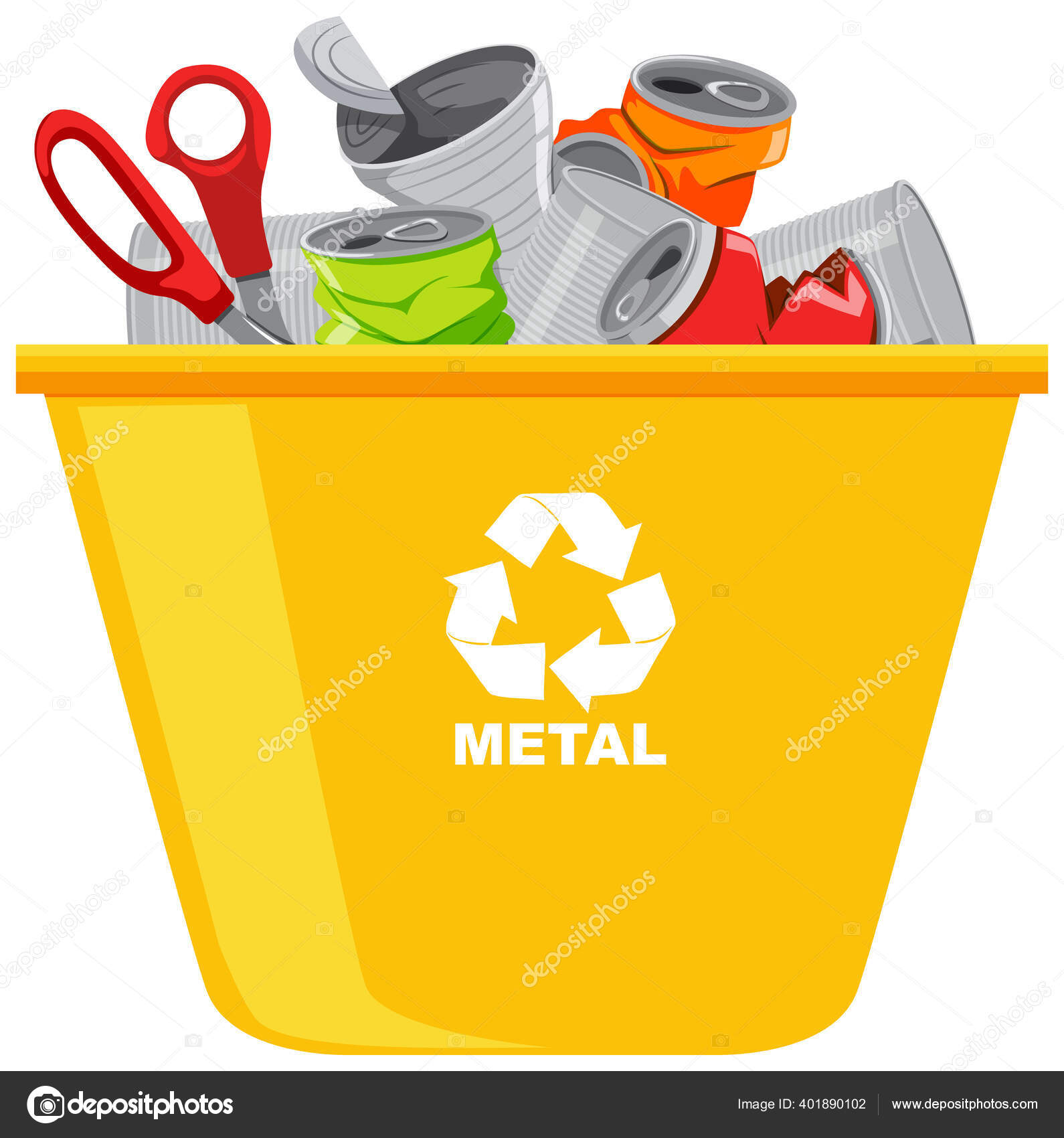 Yellow Recycle Bins Recycle Symbol White Background Illustration Stock