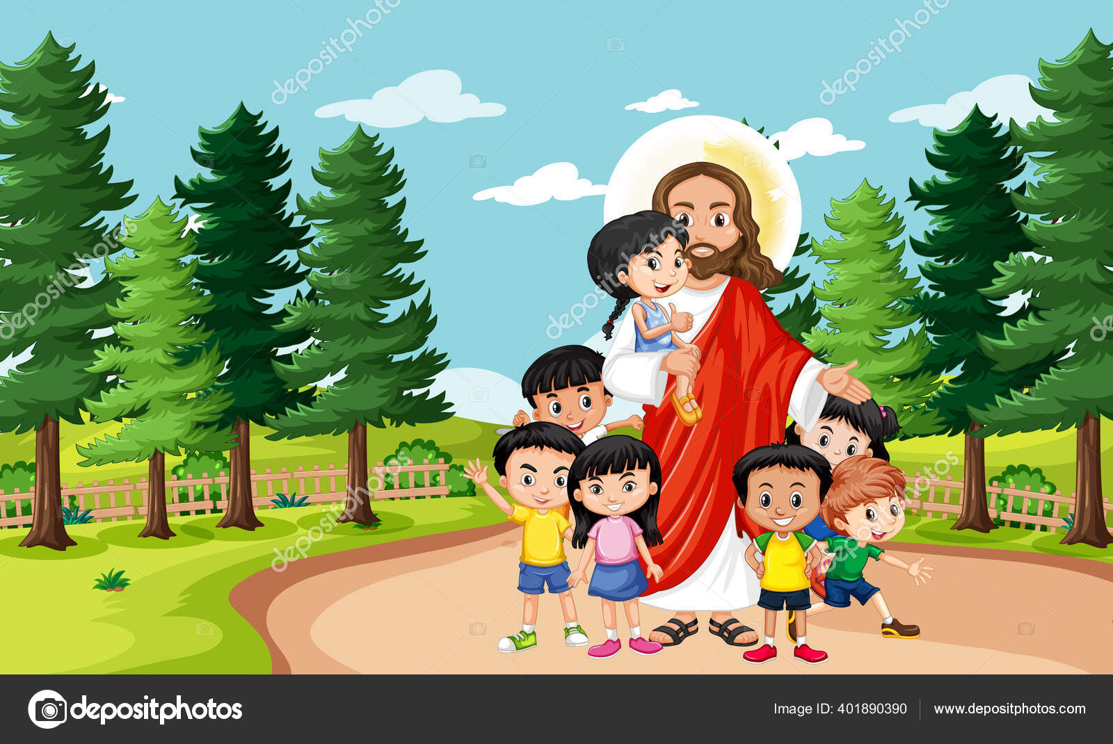 Jesus Children Park Illustration Stock Illustration by ...