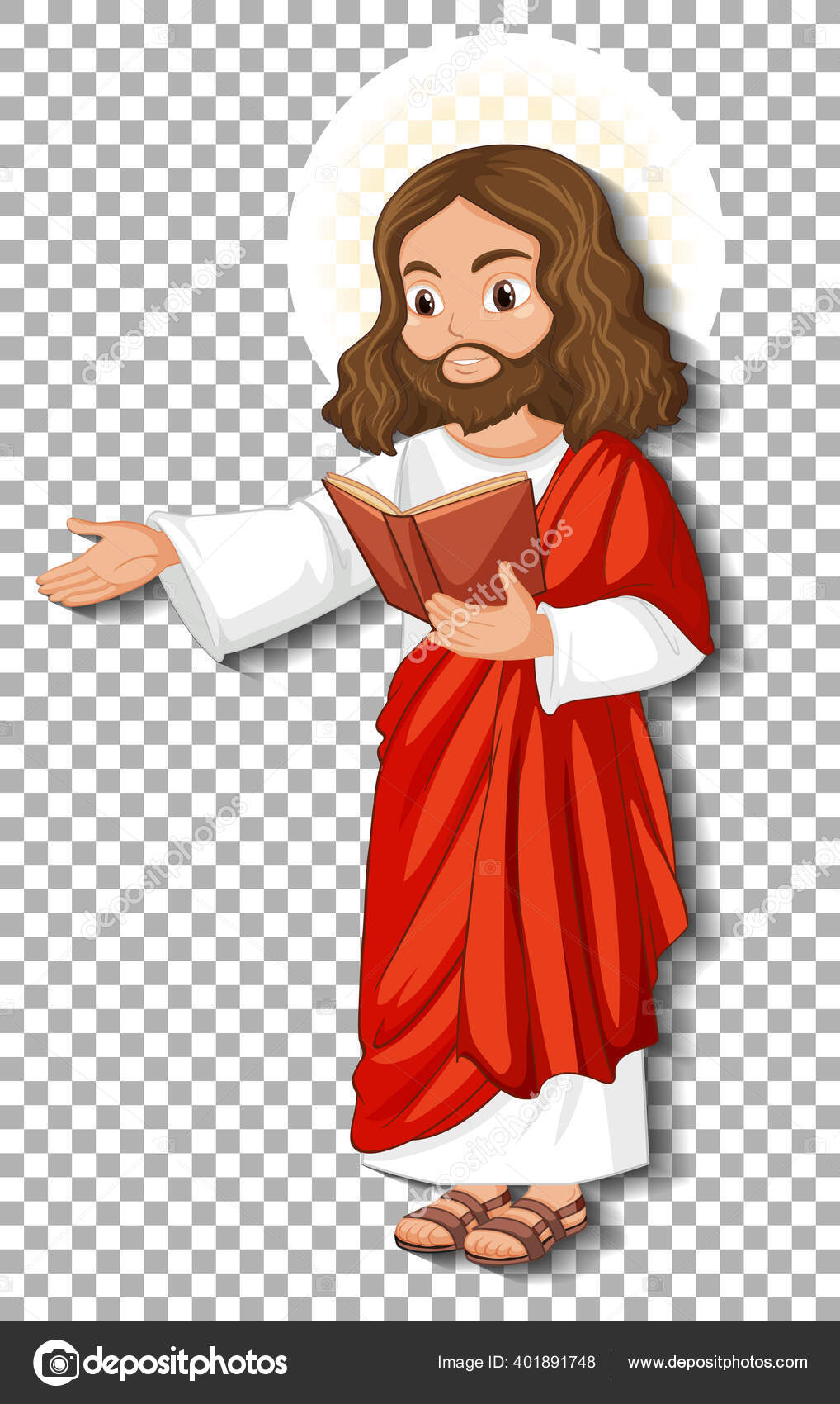 Ilustrasi Karakter Kartun Yesus Yang Terisolasi Stok Vektor