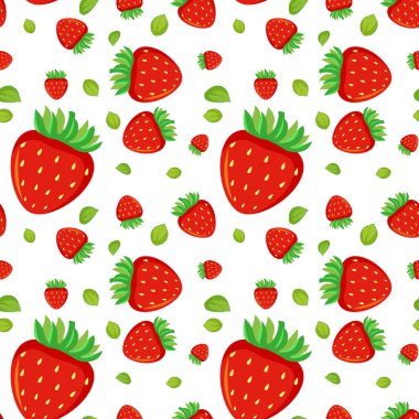 Kırmızı çilek illüstrasyonlu kusursuz arkaplan tasarımı