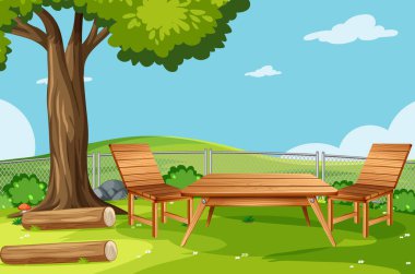 Doğa Pikniği boş sahne illüstrasyonu