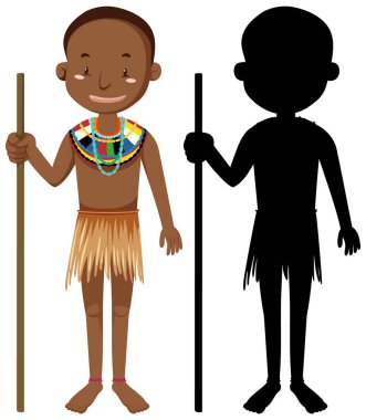 Bir grup Afrikalı kabile karakteri silüeti ile