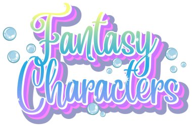 Beyaz arkaplan illüstrasyonunda fantastik karakterler logosu