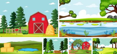 Farklı konumlara sahip altı doğa sahnesi