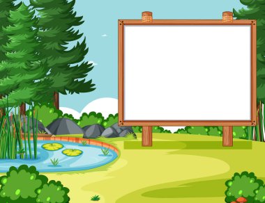 Doğa parkı resimlerinde boş ahşap çerçeve