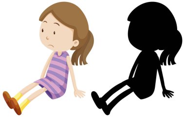 Silüet çizimi ile hayal kırıklığına uğramış bir kız.