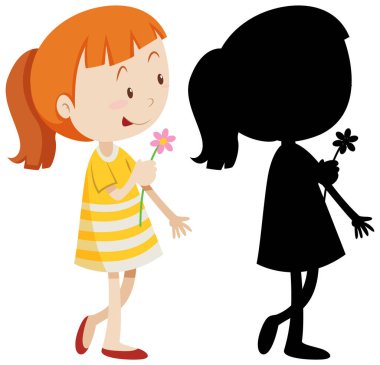 Çiçeği siluetiyle tutan kız.