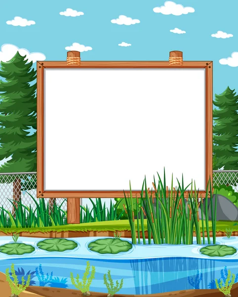 Empty Banner Board Nature Park Scenery Illustration — Stock Vector