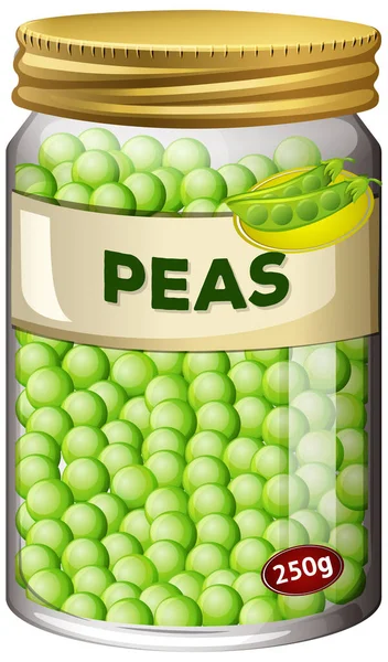 Peas Preserve Glass Jar Illustration — Stock Vector