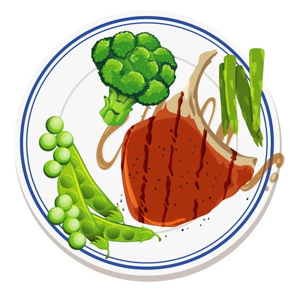 Luftaufnahme Von Lebensmitteln Auf Dem Teller Illustration — Stockvektor