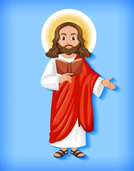 Μεμονωμένη Απεικόνιση Χαρακτήρα Κινουμένων Σχεδίων Του Ιησού — Διανυσματικό Αρχείο