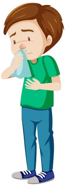 Man Having Runny Nose Illustration — Stock Vector