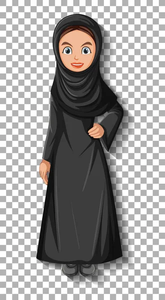 Όμορφη Αραβική Κυρία Εικονογράφηση Χαρακτήρα Κινουμένων Σχεδίων — Διανυσματικό Αρχείο