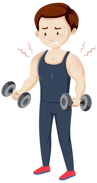 Homem Com Dor Muscular Ilustração Treino —  Vetores de Stock