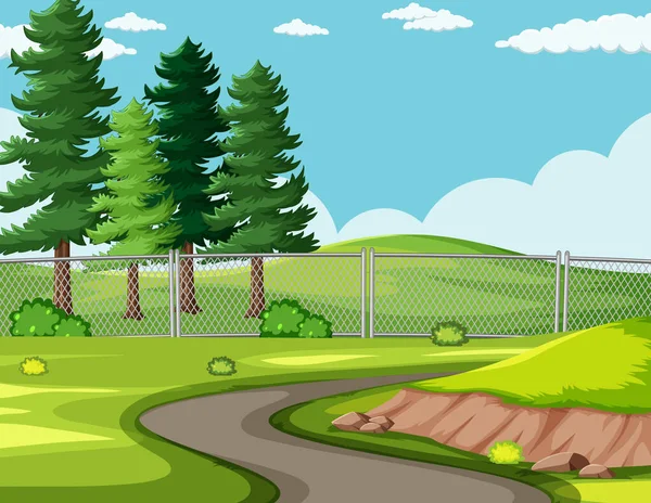 Camino Fondo Vacío Paisaje Del Parque Ilustración — Vector de stock