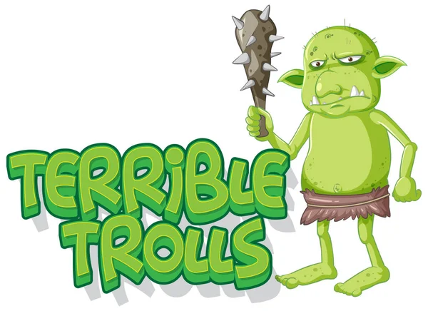 Strašné Trollové Logo Bílém Pozadí Ilustrace — Stockový vektor