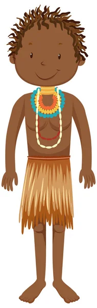 Etnische Mensen Van Afrikaanse Stammen Traditionele Kleding Cartoon Karakter Illustratie — Stockvector