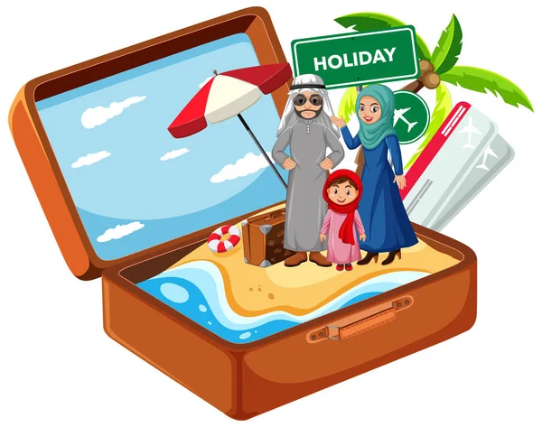 Arabische Familie Urlaub — Stockvektor