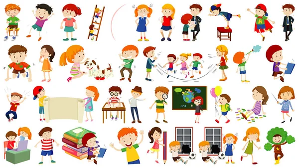 Ensemble Illustration Personnage Dessin Animé Mignon Enfants — Image vectorielle