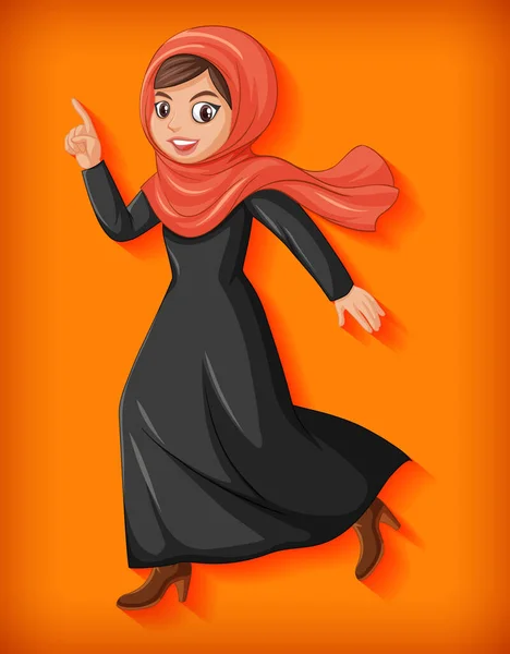 Indah Arab Wanita Kartun Karakter Ilustrasi - Stok Vektor