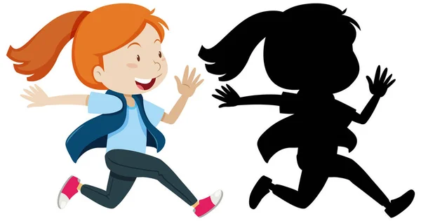 Κορίτσι Τρέχει Την Εικόνα Σιλουέτα Του — Διανυσματικό Αρχείο