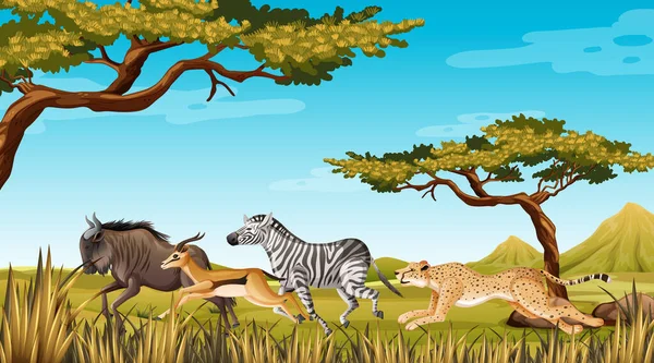 Animal Selvagem Correndo Natureza Ilustração —  Vetores de Stock
