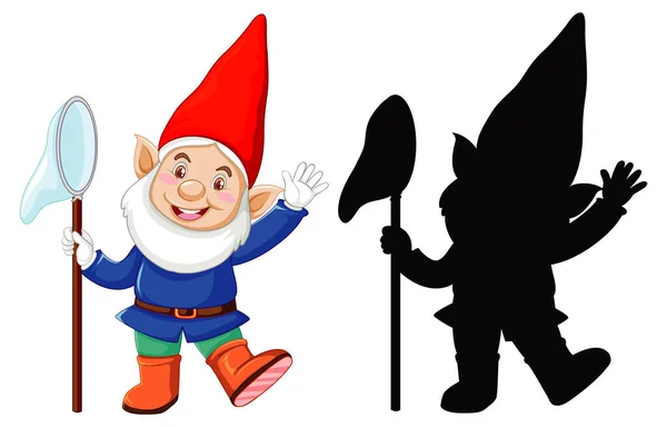 Gnome Cores Contorno Silhueta Personagem Desenho Animado Fundo Branco Ilustração — Vetor de Stock