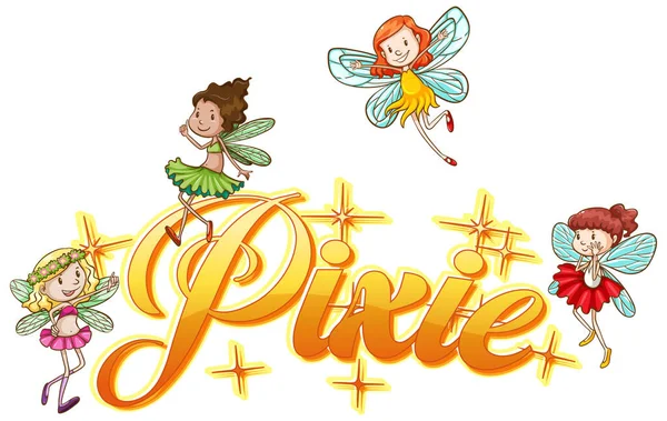 Logos Pixie Avec Petite Fée Sur Fond Blanc Illustration — Image vectorielle