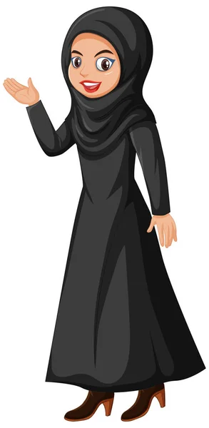 Cute Muslim Girl Character Illustration — Stock Vector