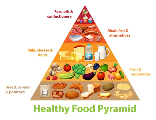 健康食品金字塔图说明 — 图库矢量图片